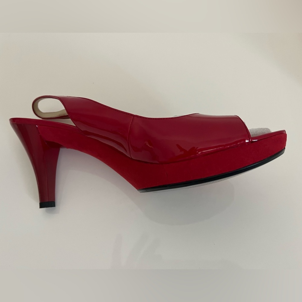 Nine West Glossy Red Peep-Toe Heels - Picture 5 of 6